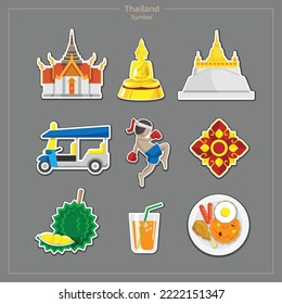 Thailand Icon Set, Country thailand travel vacation guide of goods, Set of architecture, fashion, people, item, background concept.