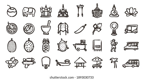 Thailand Icon Set (Hand Drawn Version)