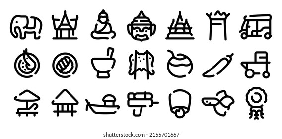 Thailand icon set (Soft bold line version)