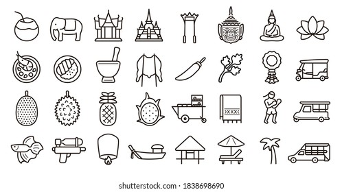 Thailand Icon Set (Thin Line Version)