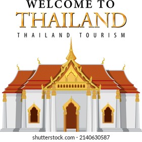 Thailand iconic tourism attraction background illustration