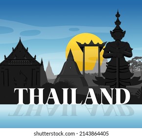 Thailand iconic tourism attraction background illustration