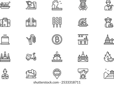 Thailand icons collection is a vector illustration with editable stroke.