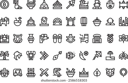 Thailand icons High-Quality Vector Icons Collection with Editable Stroke. Ideal for Professional and Creative Projects.