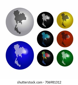 Thailand icons on Earth globe design concept.Vector globe icon 3d. Vector illustration dotted style.