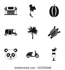 Thailand icons set. Simple illustration of 9 Thailand vector icons for web