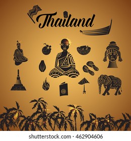 Thailand icons set in simple style. Thailand elements set collection vector illustration