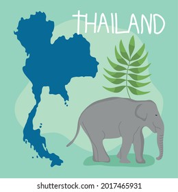 Thailand illustration with elephant and map