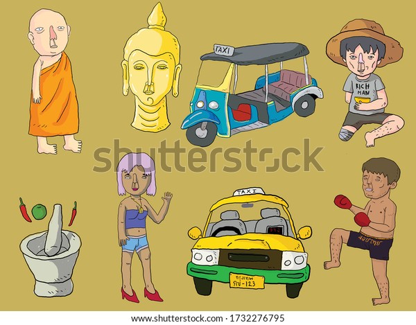 Thailand Illustration set. Travel in\
Thailand.welcome to\
thailaand
