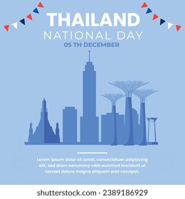 Thailand Independence Day Social Media Post. Vector Illustration. suitable for, poster and banner. 