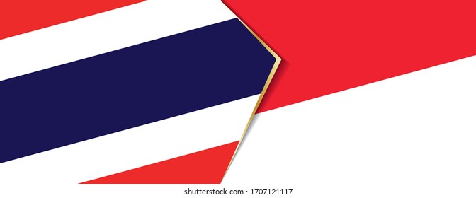 Thailand and Indonesia flags, two vector flags symbol of relationship or confrontation.