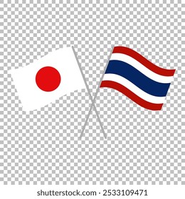 Thailand and Japan crossed flags. Vector illustration