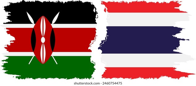Thailand and Kenya grunge flags connection, vector