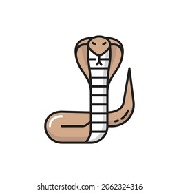 Thailand king cobra viper snake isolated color line icon. Vector poisonous crawling invertebrate carling animal, color Viper snake or rattlesnake from Thai. Naga mamba cobra, serpent with tongue