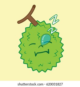 thailand king of fruits DURIAN cartoon character. Oriental fruit with overpower odour and funny spikes design for organic farming or vegetarian nutrition theme