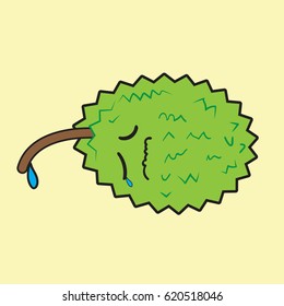 Thailand king of fruits durian cartoon character. Oriental fruit with overpower odour and funny spikes design for organic farming or vegetarian nutrition theme