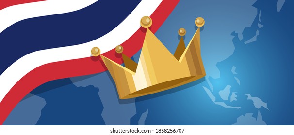Thailand king monarchy crown royal kingdom flag and map