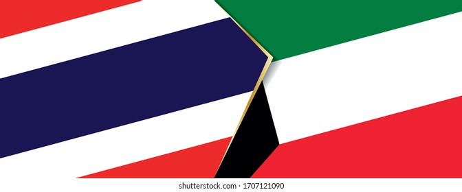 Thailand and Kuwait flags, two vector flags symbol of relationship or confrontation.