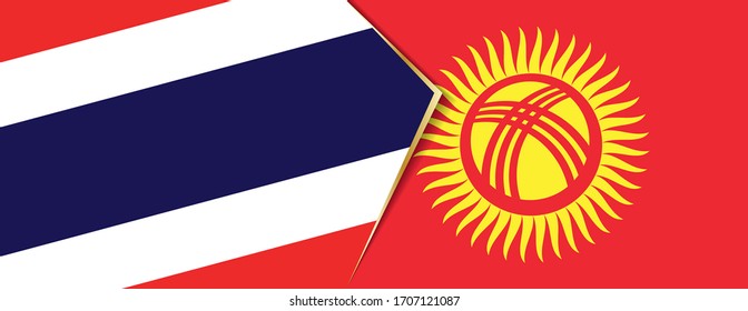 Thailand and Kyrgyzstan flags, two vector flags symbol of relationship or confrontation.
