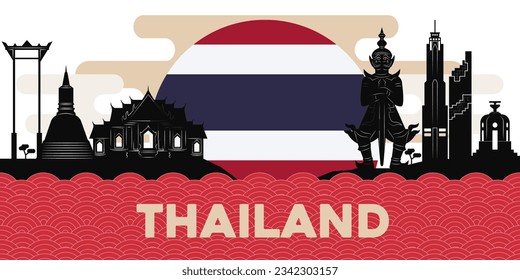 Thailand landmark illustration banner vecter 