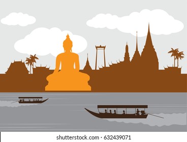 Thailand landmark and travel,background, vector illustration.