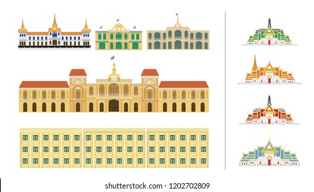 Thailand and Landmarks building. travel place, temple. vector Design