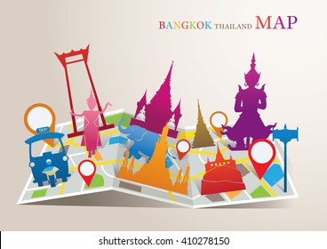 Thailand Landmarks Map, Bangkok Travel Attraction, Traditional Culture