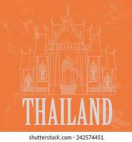 Thailand landmarks. Retro styled image. Vector illustration