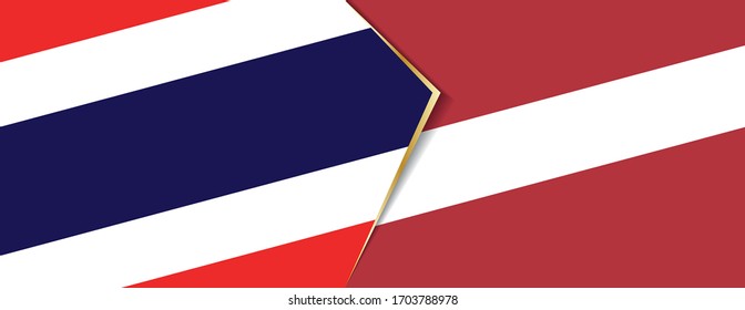 Thailand und Lettland Flaggen, zwei Vektorillustrationen Flaggen Symbol für Beziehung oder Konfrontation.