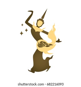 Thailand logo design, Vector of Thai art man and woman dancing. 