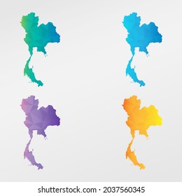 Diseño de imágenes prediseñadas de mapa de polillas bajo en Tailandia. Ícono nacional gráfico de polígono geométrico. Símbolo de ilustración vectorial.