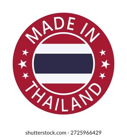 Thailand Made in Stamp in circle with flag Vector template on white background