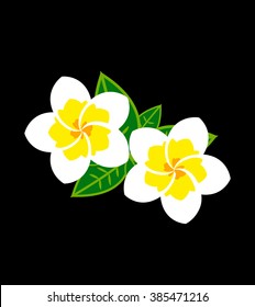 Thailand magnolia emblem, logo, symbol on black background, flat vector illustration
