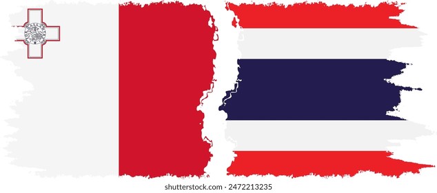 Thailand and Malta grunge flags connection, vector