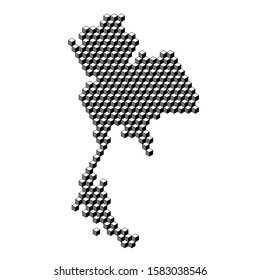 Thailand map from 3D black cubes isometric abstract concept, square pattern, angular geometric shape. Vector illustration.