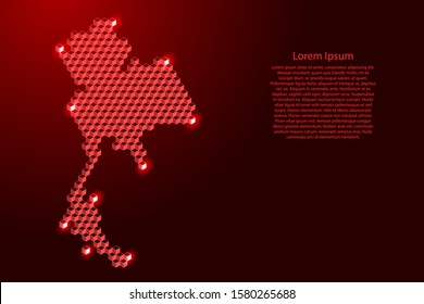 Thailand map from 3D red cubes isometric abstract concept, square pattern, angular geometric shape, for banner, poster. Vector illustration.