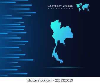 Thailand map with abstract blue background technology.