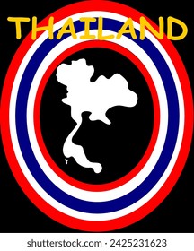 Thailand map, Abstract line drawing and Thai flag cartoon drawing, Vector illustration.