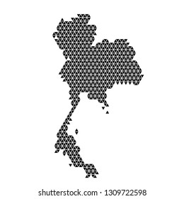 Thailand map abstract schematic from black triangles repeating pattern geometric background with nodes. Vector illustration.