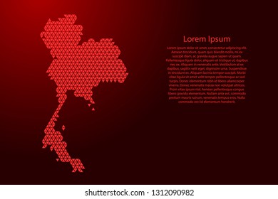 Thailand map abstract schematic from white  triangles repeating pattern geometric on light blue background with nodes for banner, poster, greeting card. Vector illustration.