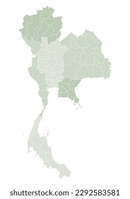 Thailand map with the administration of regions and provinces map