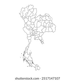 Thailand map with administrative divisions. Vector illustration.