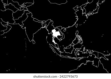 Thailand map Asia black background