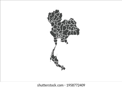 Thailand Map black Color on White Backgound