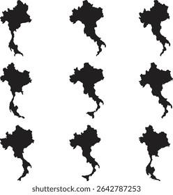 Thailand map black silhouette vector style with white background