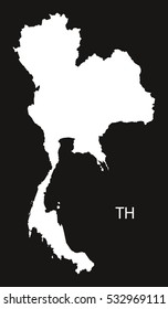 Thailand Map black and white illustration