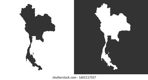 Thailand Map With Black and White Vector