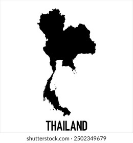 Thailand Map - black World Map International vector template with High detailed isolated on white background - Vector