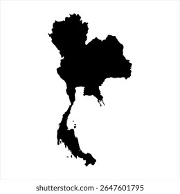 Thailand Map - black World Map International vector template with High detailed isolated on white background - Vector