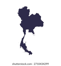Thailand Karte Blauer Vektor auf weißem Hintergrund. Minimalist Thailand Map Silhouette für Karten, Bildung, Infografiken, Präsentationen und grafische Projekte